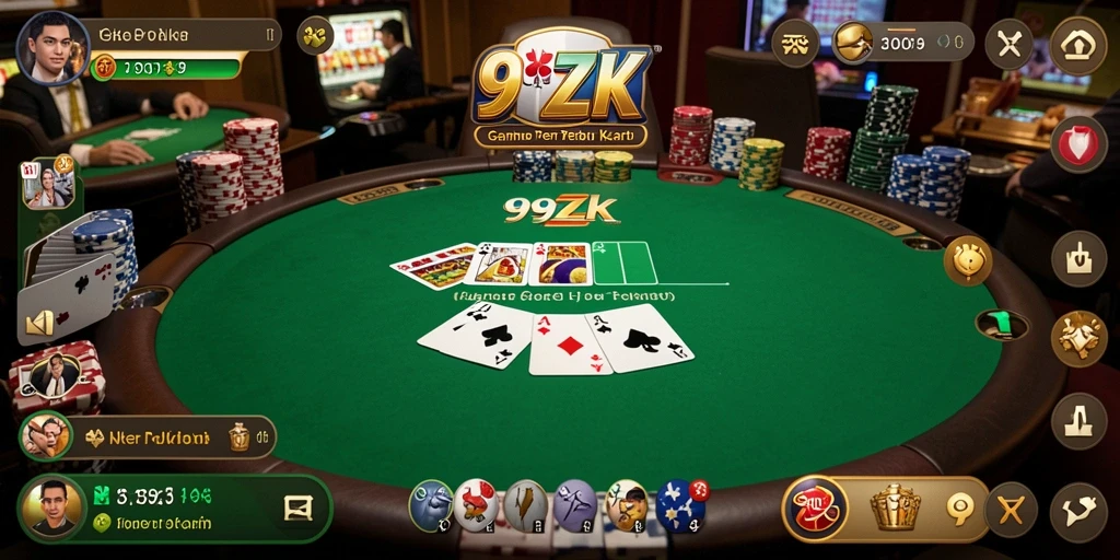 Gameplay Poker menegangkan di 99ZK dengan pemain aktif.