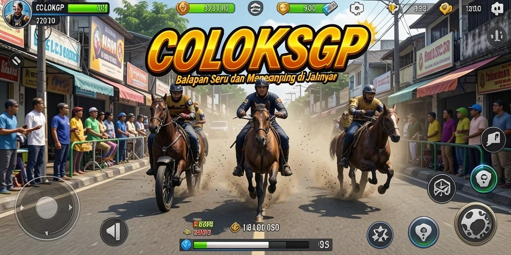 Screenshot gameplay COLOKSGP menampilkan balapan seru di lintasan yang menantang.