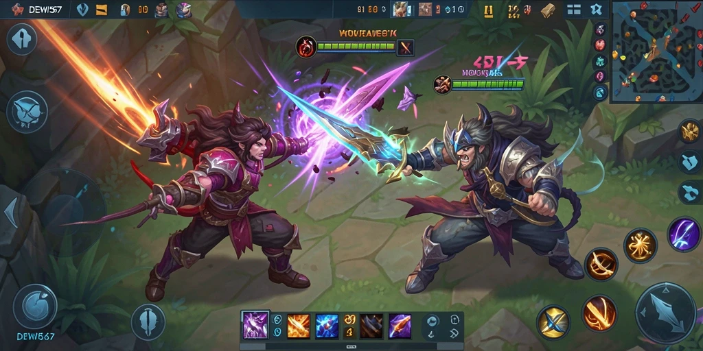 Tampilan aksi seru dalam gameplay MOBA DEWI567.