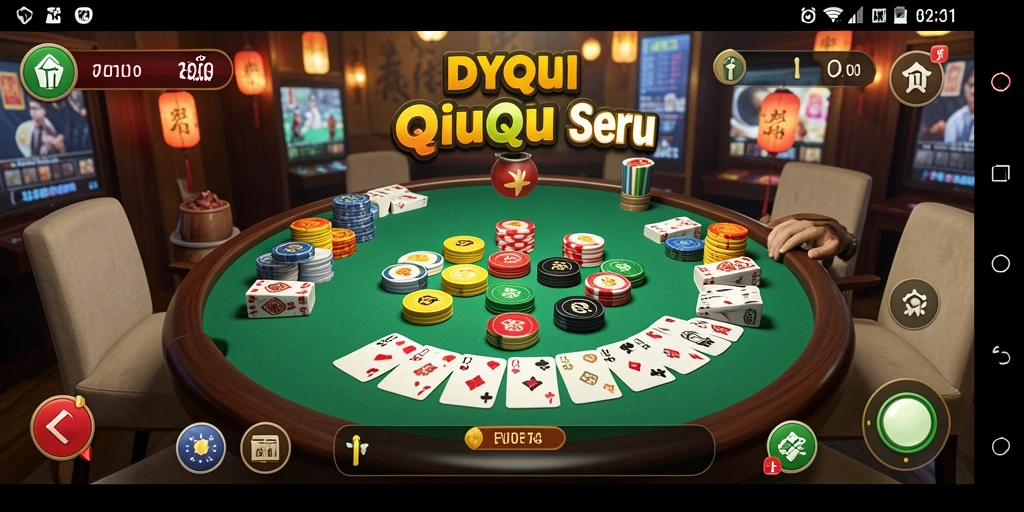 Screenshot utama DYO1 menunjukkan aksi seru dalam permainan QiuQiu.