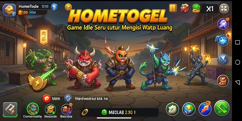 Screenshot HOMETOGEL menampilkan gameplay idle yang mengasyikkan.