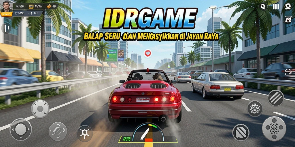 Tangkapan layar <strong>IDRGAME</strong> menunjukkan aksi balapan yang mendebarkan dan grafis yang memukau.