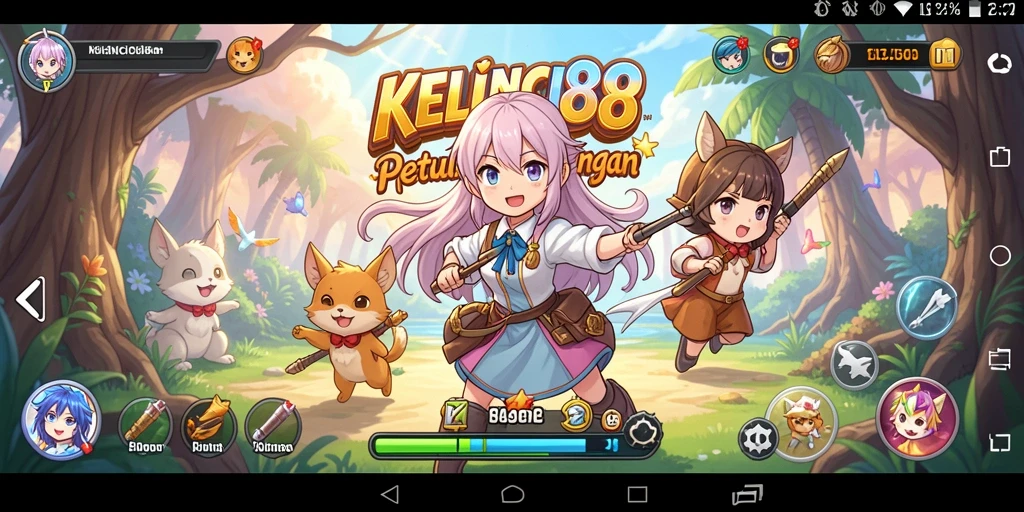 Tampilan gameplay <strong>KELINCI88</strong> dengan karakter anime yang beraksi di medan perang.