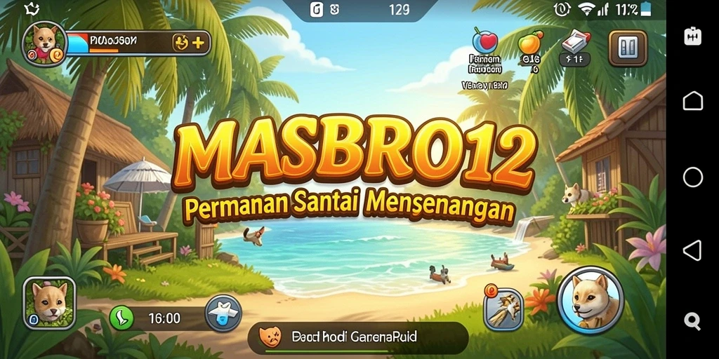 Tampilan gameplay menyenangkan dari MASBRO12 yang penuh warna.