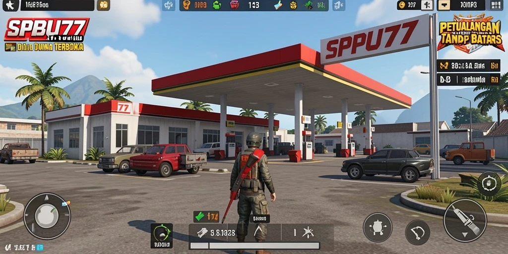 Tampilan gameplay SPBU77 yang seru dengan dunia terbuka yang luas.