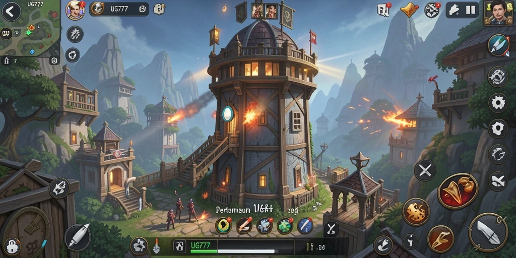 Tampilan menarik dari gameplay Tower Defense yang mendebarkan.