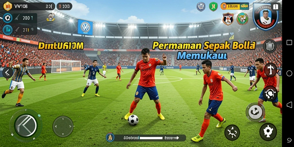 Gameplay VW108 dengan grafis realistis dan aksi sepak bola yang mendebarkan.